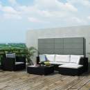  6-tlg. Garten-Lounge-Set mit Auflagen Poly Rattan Schwarz