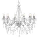 Kronleuchter mit Perlen Silbern 12 x E14-Fassungen