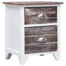  Nachttisch Braun und Weiß 38×28×45 cm Paulownia-Holz