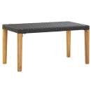  Gartenbank 120 cm Schwarz Poly Rattan und Massivholz Akazie