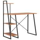  Schreibtisch mit Regaleinheit Schwarz und Eiche 102×50×117 cm