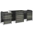  3-tlg. Bistro-Set mit Auflagen Poly Rattan Grau