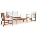  4-tlg. Garten-Lounge-Set mit Auflagen Massivholz Akazie