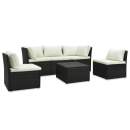  4-tlg. Garten-Lounge-Set mit Kissen Poly-Rattan Braun