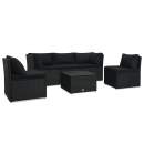  4-tlg. Garten-Lounge-Set mit Auflagen Poly Rattan Schwarz