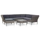  8-tlg. Garten-Lounge-Set mit Auflagen Poly Rattan Grau