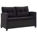  2-Sitzer-Gartensofa mit Kissen Schwarz 124 cm Poly Rattan