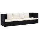  Garten-Sofabett mit Kissen Poly Rattan Schwarz