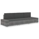  Modulares 3-Sitzer-Sofa Poly Rattan Grau
