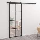  Schiebetür Aluminium und ESG Glas 76x205 cm Schwarz