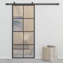  Schiebetür Aluminium und ESG Glas 90x205 cm Schwarz