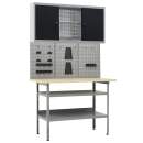  Werkbank mit 3 Werkzeugwänden und 1 Wandschrank 