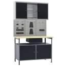  Werkbank mit 3 Werkzeugwänden und 1 Wandschrank 