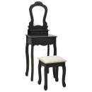  Schminktisch-Set mit Hocker Schwarz 50x59x136 cm Paulownia-Holz