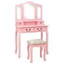  Schminktisch-Set mit Hocker Rosa 80×69×141 cm Paulowniaholz 