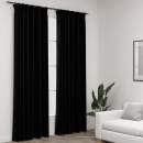  Verdunkelungsvorhänge Haken Leinenoptik 2Stk. Schwarz 140x225cm