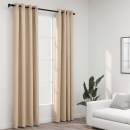  Verdunkelungsvorhänge Ösen Leinenoptik 2 Stk. Beige 140x245 cm
