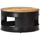  Couchtisch Schwarz 68x68x36 cm Raues Mango-Massivholz