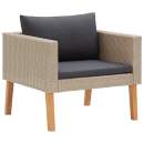  1-Sitzer-Gartensofa mit Auflagen Poly Rattan Beige