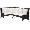 Garten-Ecksofa 2-tlg. Poly Rattan Schwarz