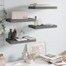  Schweberegale 4 Stk. Hochglanz-Grau 40x23x3,8 cm MDF