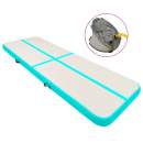  Aufblasbare Gymnastikmatte mit Pumpe 400x100x15 cm PVC Grün