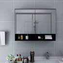 LED-Spiegelschrank fürs Bad Schwarz 80x15x60 cm MDF