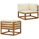  Modulare Ecksofas 2 Stk. mit Auflagen Cremeweiß
