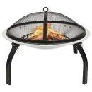  2in1 Feuerschale und Grill mit Schürhaken 56x56x49 cm Edelstahl
