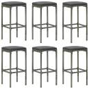  Barhocker mit Kissen 6 Stk. Grau Poly Rattan