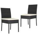  Garten-Essstühle 2 Stk. Poly Rattan Schwarz