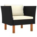  Gartensofa Poly Rattan und Eukalyptus Massivholz