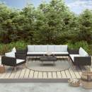  5-tlg. Garten-Lounge-Set mit Auflagen Poly Rattan Schwarz