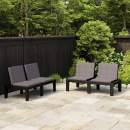  Gartenbänke mit Auflagen 2 Stk. Kunststoff Grau