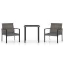  3-tlg. Garten-Essgruppe Poly Rattan Grau