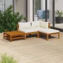 4-tlg. Garten-Lounge-Set mit Creme Kissen Massivholz Akazie