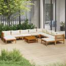 11-tlg. Garten-Lounge-Set mit Creme Kissen Massivholz Akazie