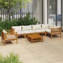 7-tlg. Garten-Lounge-Set mit Creme Kissen Massivholz Akazie